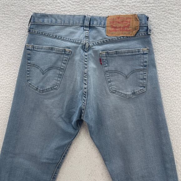 Levis 501 Jeans Mens 29x30 Blue Original Button Fly Light Wash Denim Grunge - Picture 4 of 11